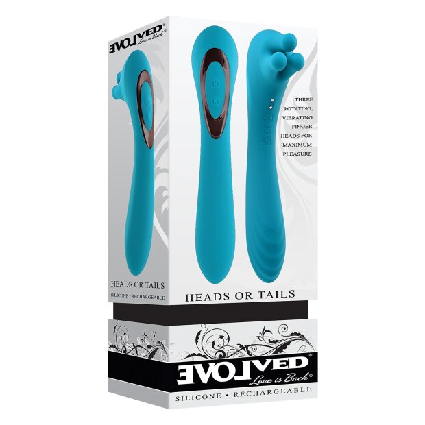 Evolved Heads Or Tails Vibrator Türkis 19,3 cm ⌀ 4 cm