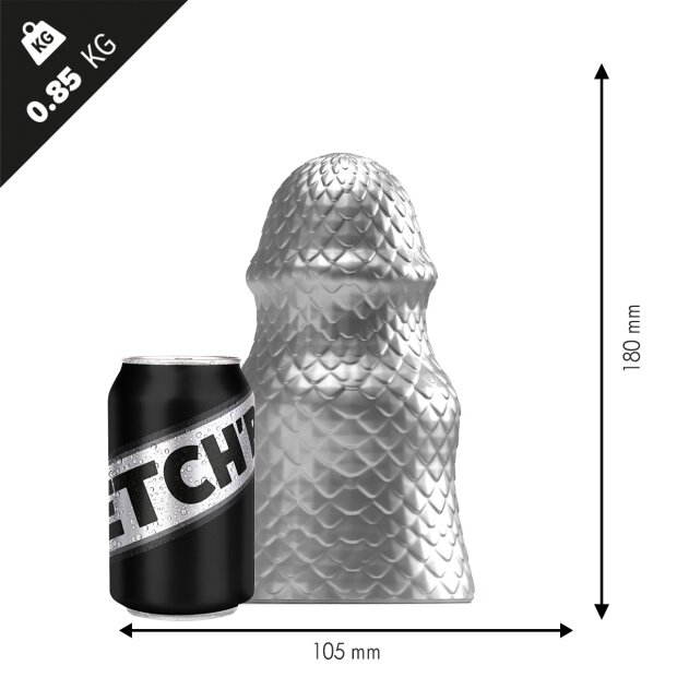 STRETCHR Scaly Butt Plug M Analplug Silber ⌀ 10,5 cm