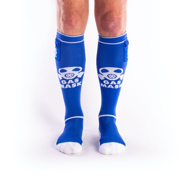 BRUTUS GAS MASK Party Socks w. Pockets Blue / White - OS