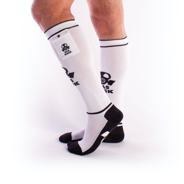 BRUTUS GAS MASK Party Socks w. Pockets White / Black - OS