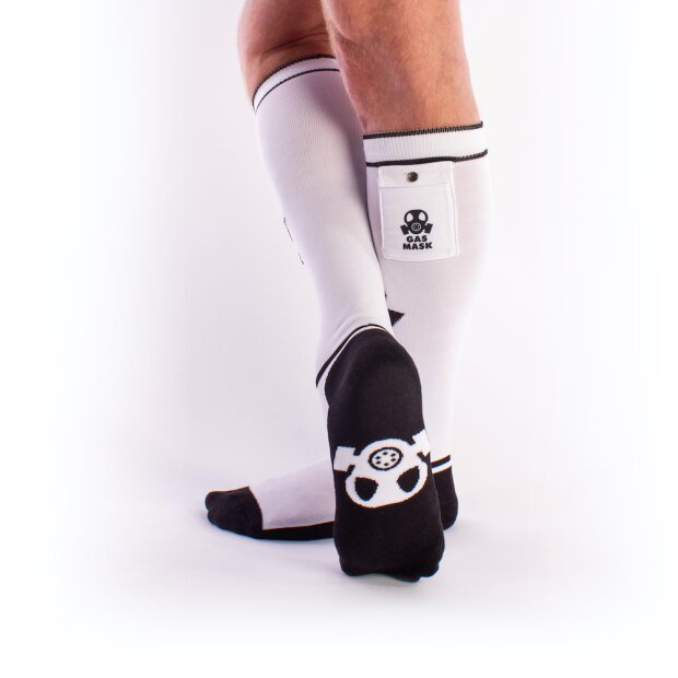BRUTUS GAS MASK Party Socks w. Pockets White / Black - OS