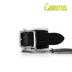 BRUTUS Leather Wrist Restraints Black/White