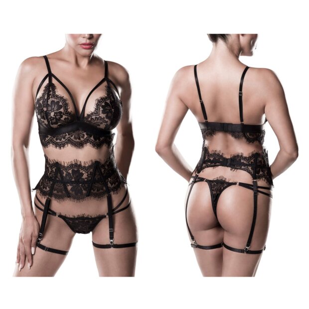GREY VELVET 3-pcs set (Top, thong, suspender belt) XXL