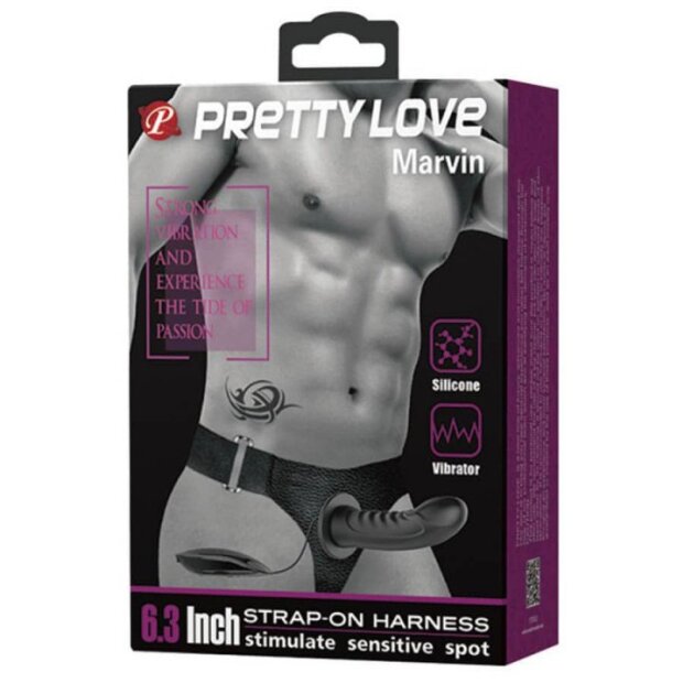 Pretty Love Strap On vibrierend Marvin Strap-On Schwarz 9 cm ⌀ 3 cm