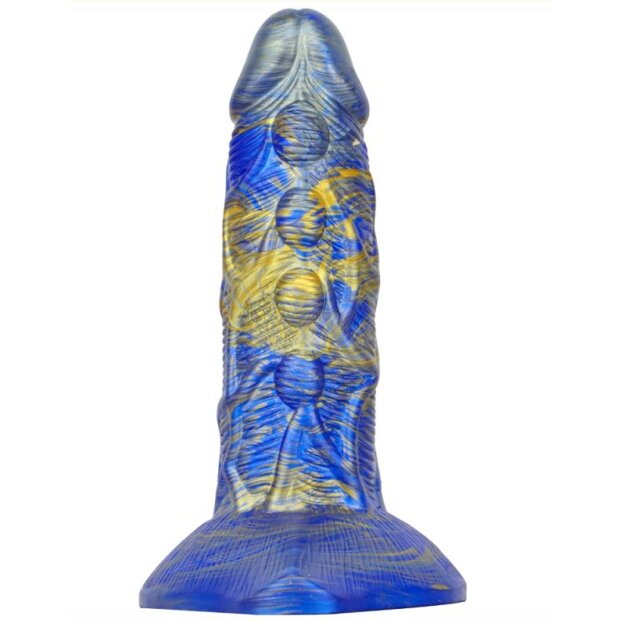 MetallicAnal Dildo Fantasy Bulstrix Anal Blau Gold 15 cm ⌀ 5,5 cm