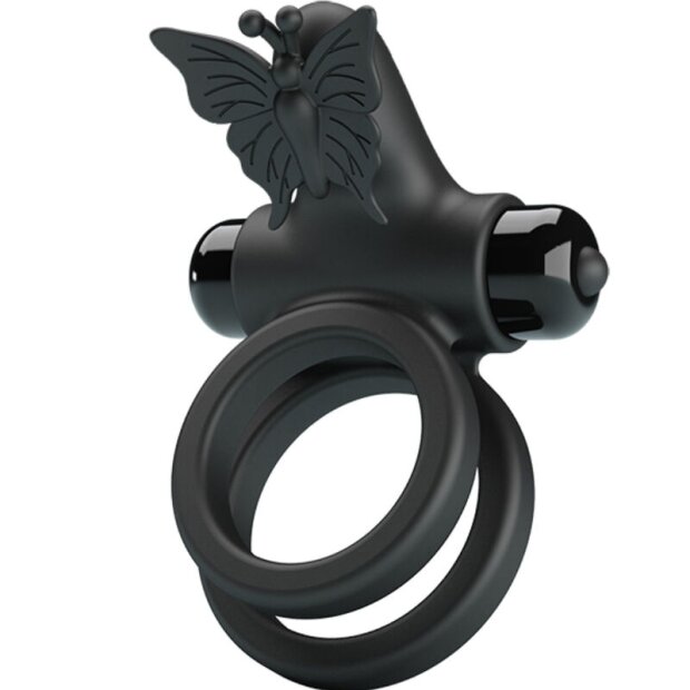 Pretty Love Double ring penis vibrator butterfly black