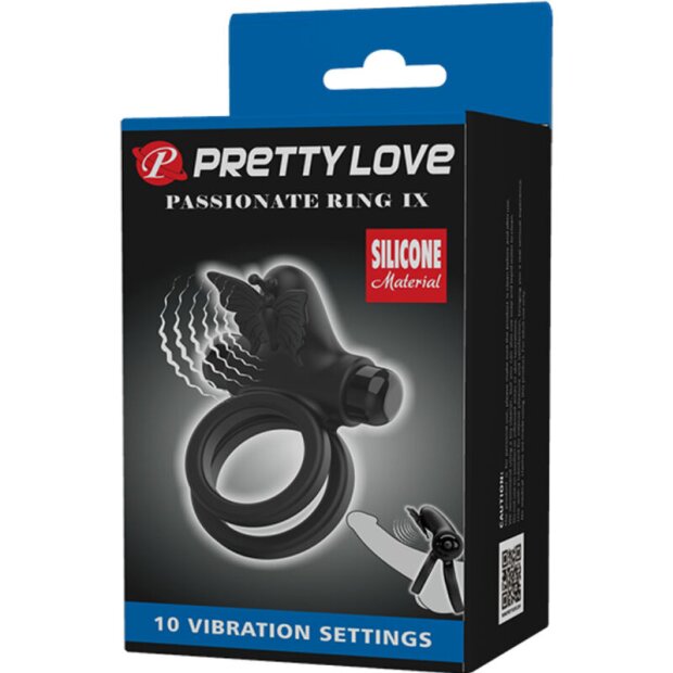 Pretty Love Double ring penis vibrator butterfly black