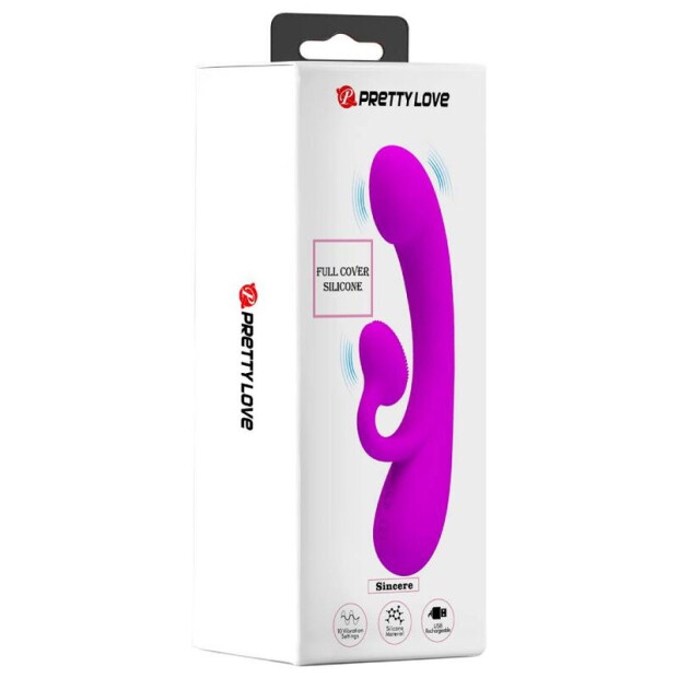 Pretty Love Sincere silicone vibrator with clitoral stimulation pink