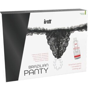 intt Brazilian Black Panty with Pearls and Lubricant Gel...