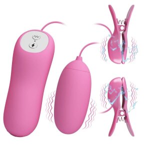 Pretty Love electric shock nipple clamps and vibrating...