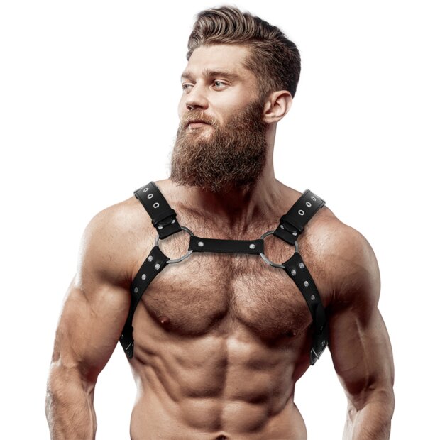 Fetish Submissive Attitude - Chest Harness With Studs Adjustable Eco Leather Men OS