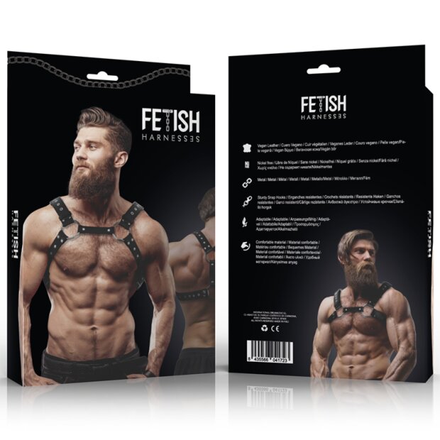 Fetish Submissive Attitude - Chest Harness With Studs Adjustable Eco Leather Men OS
