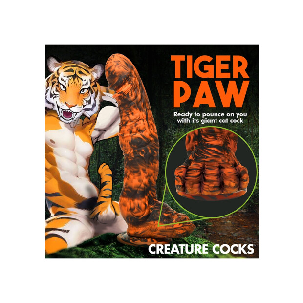 XR Brands Sabretooth Tiger Dildo orange black