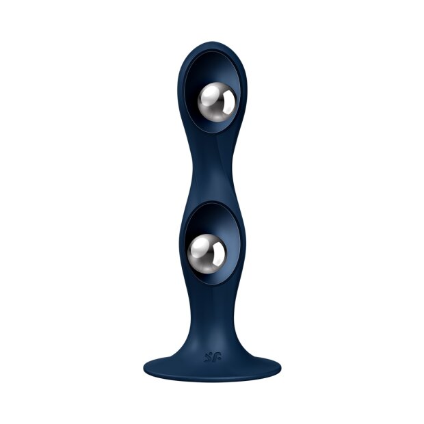 Satisfyer Double Ball-R - Godemiché lesté bleu foncé