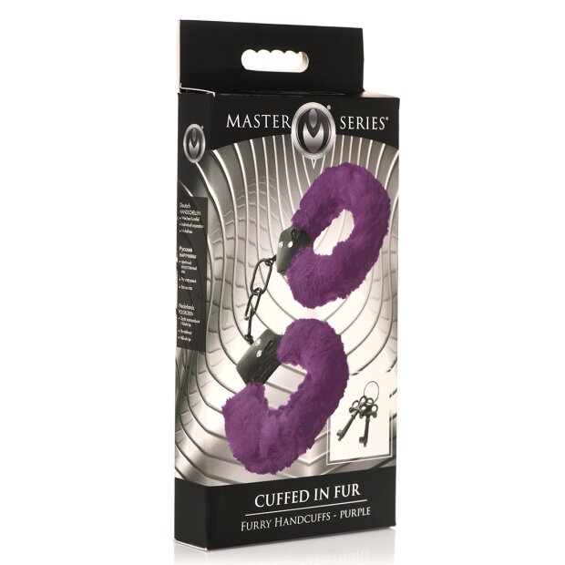 XR Brands faux fur handcuffs purple