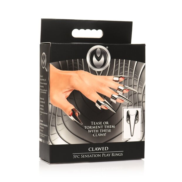 XR Brands claw rings 5 pieces silver