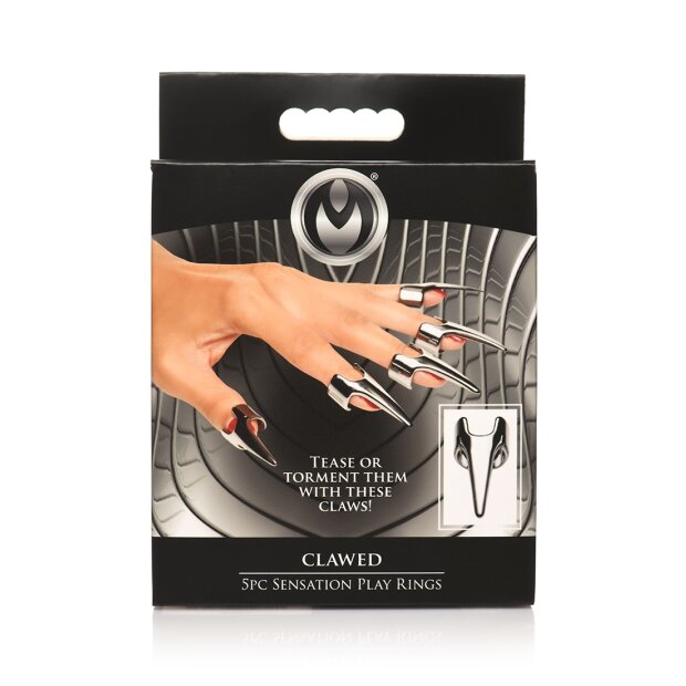 XR Brands claw rings 5 pieces silver