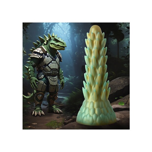 XR Brands Godemiché en silicone stégosaure-reptile vert