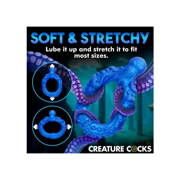 XR Brands Poseidons Octo penis ring made of silicone blue