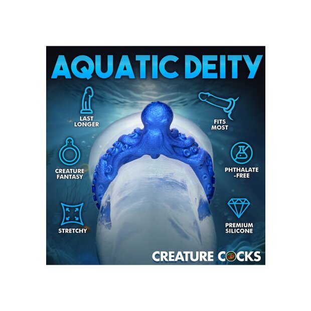 XR Brands Poseidons Octo penis ring made of silicone blue