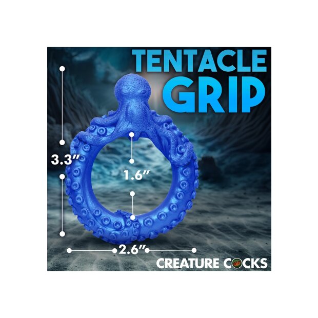 XR Brands Poseidons Octo penis ring made of silicone blue