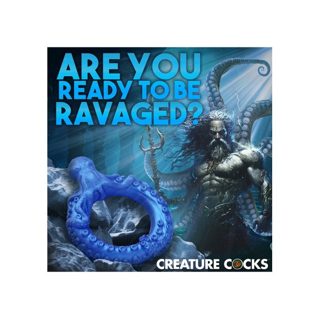XR Brands Poseidons Octo penis ring made of silicone blue