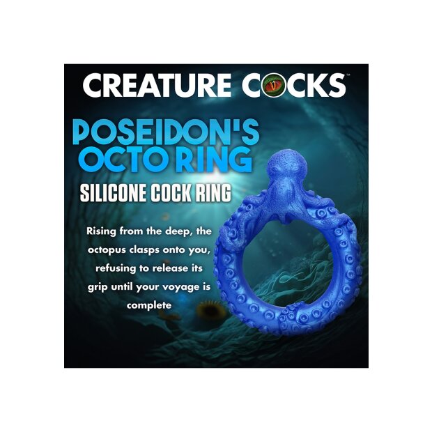XR Brands Poseidons Octo penis ring made of silicone blue