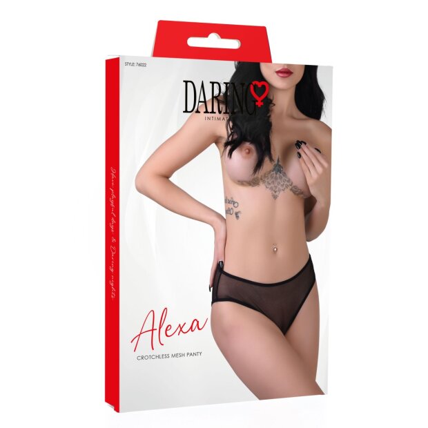 Alexa crotchless mesh panty Black S/M