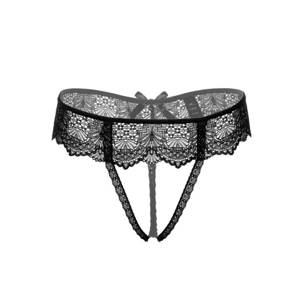 Delphine crotchless string Black S/M
