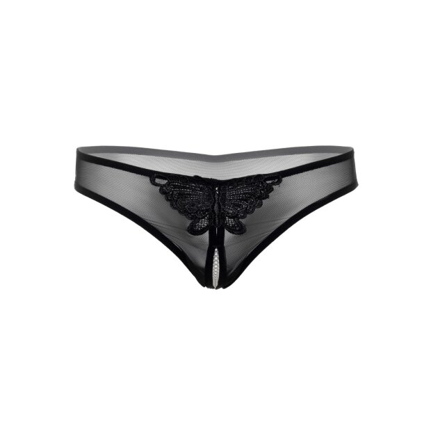Indra crotchless beaded thong Black S/M - L/XL