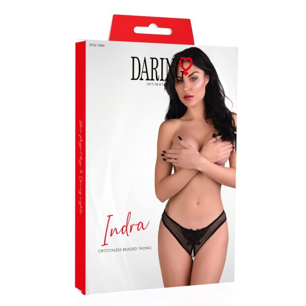 Indra crotchless beaded thong Black S/M - L/XL
