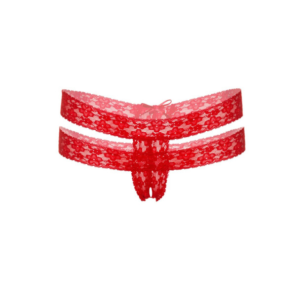 Lucy crotchless thong panty Red S/M
