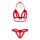 Peek-a-boo Ruffle Bra & Panty Red S/M