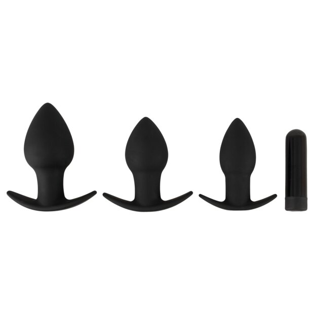Black Velvets Vibrating Butt Plugs Anal Set Schwarz 4-teilig