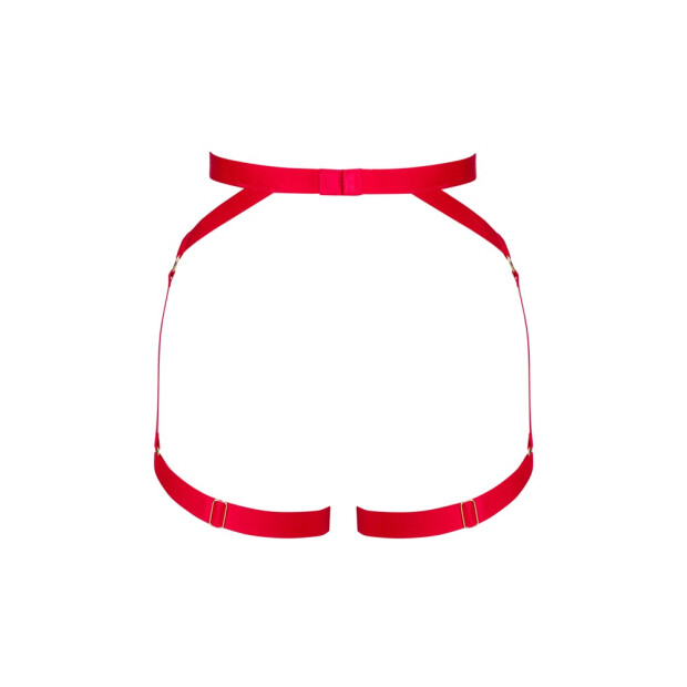 Obsessive Elianes Harness with jewelry heart detail red, gold XL/2XL