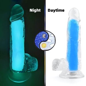 ClearlyHorny Color Glow Dildo Blau 15 cm