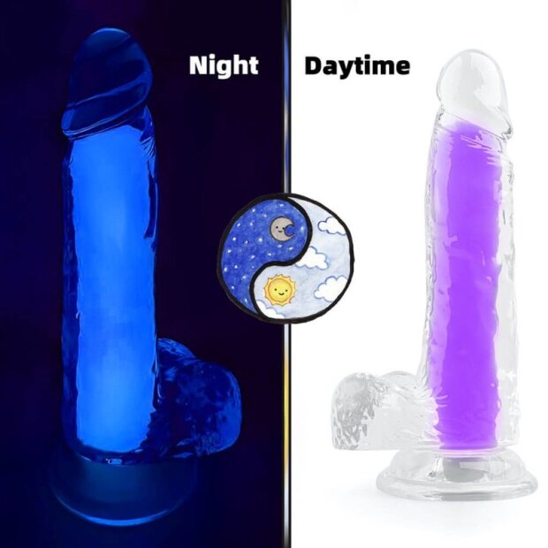 ClearlyHorny Colorful glowing more luminous dildo purple