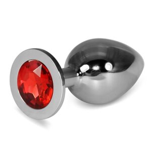 Lovetoy Rosebud Metall Plug Rot L Analplug Silber ⌀ 4 cm