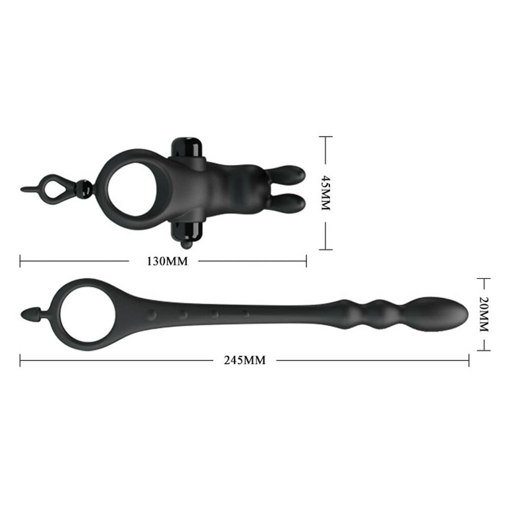 Pretty Love Vibration Penis Sleeve V with anal plug and clitoral stim,  34,95 €