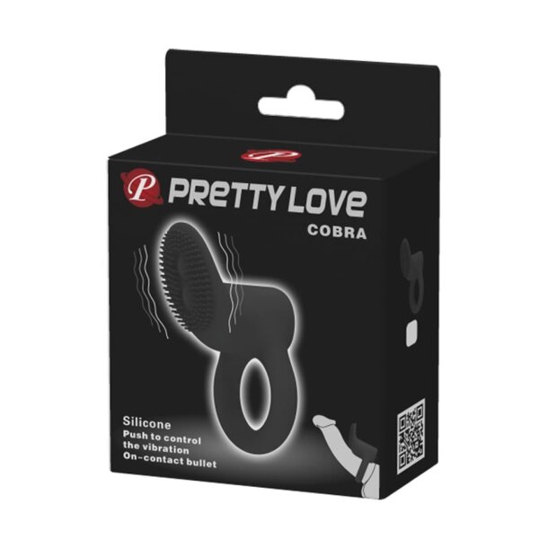 Pretty Love Cobra Penis Ring mit Klitoris Stimulation Vibrator Schwarz ⌀ 2,6 cm