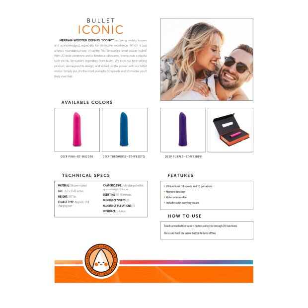 NU Sensuelle Iconic Bullet Mini Vibrator Pink 9 cm ø 1,95 cm