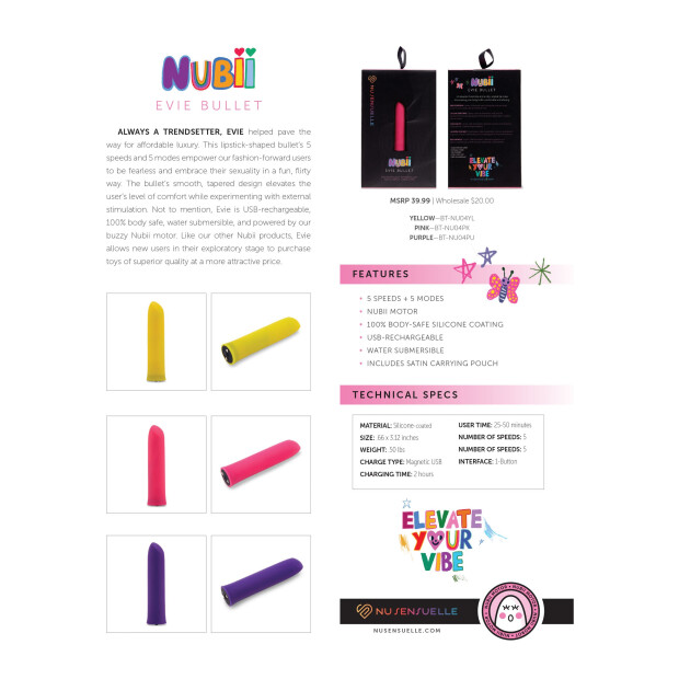 NU Sensuelle Nubii Evie Bullet Mini Vibrator Pink 7,9 cm ø 1,65 cm
