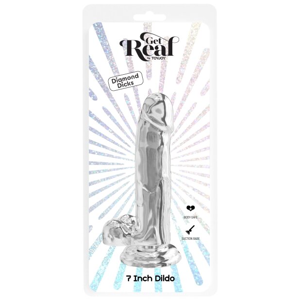 Clear Dildo w. Balls 7 inch - 18 cm