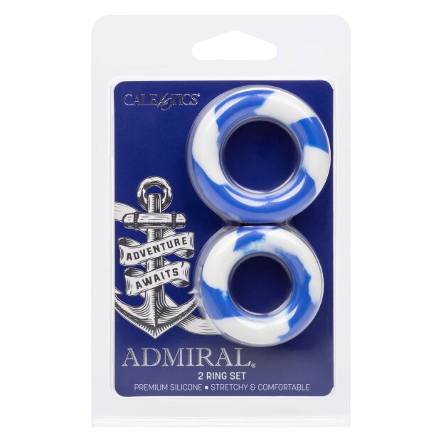 CalExotics Admiral Ring Set Penisringe Blau Weiß ⌀ 4,5 cm ⌀ 5 cm 2 Teilig