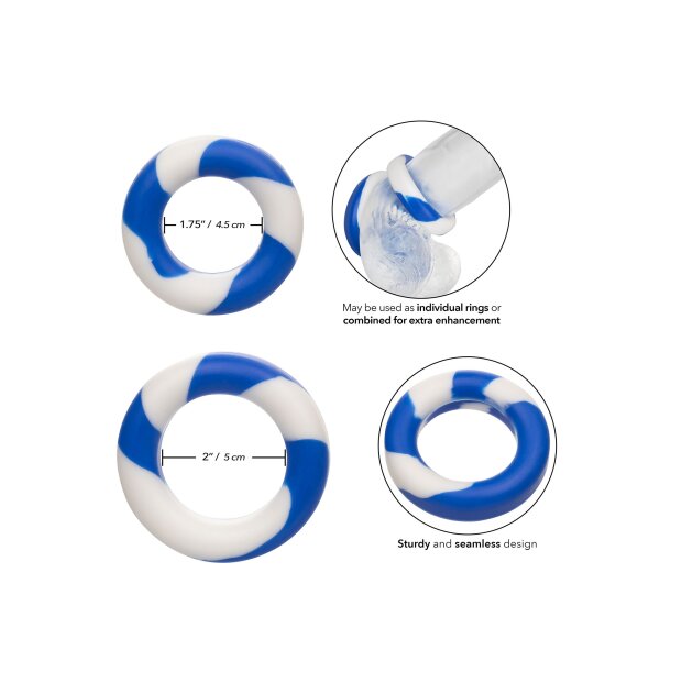 CalExotics Admiral Ring Set Penisringe Blau Weiß ⌀ 4,5 cm ⌀ 5 cm 2 Teilig