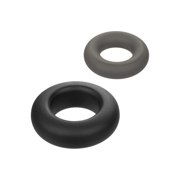 CalExotics Alpha Prolong Penisringe Schwarz Grau ⌀ 2 cm ⌀ 2,5 cm 2 Teilig