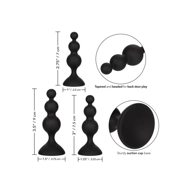 CalExotics Silicone Beaded Anal Kit Analtrainingsset Schwarz 3 Teilig