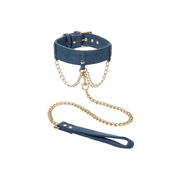 CalExotics Ride Em Denim Collar + Leash