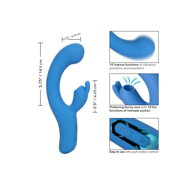 CalExotics Elite Suction Rabbit Vibrator Blau 22,25 cm