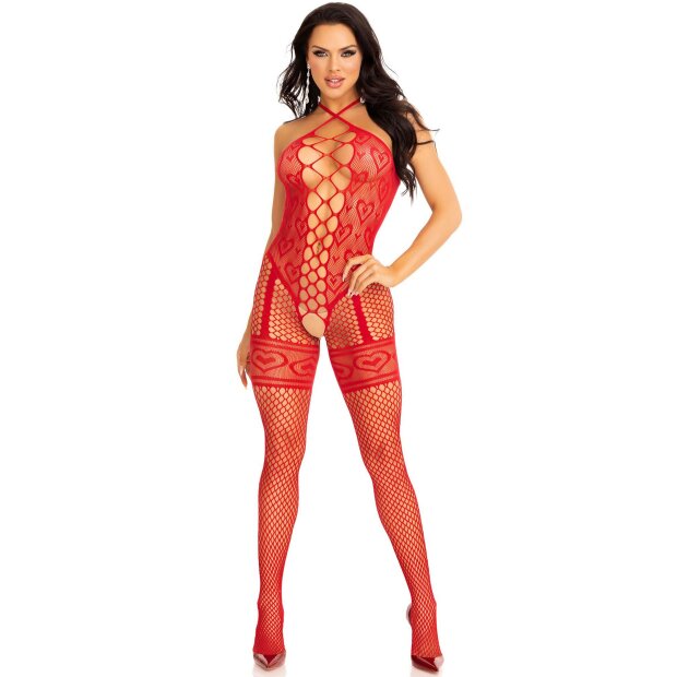 Leg Avenue Netz Bodystocking mit Herzen Onesize rot